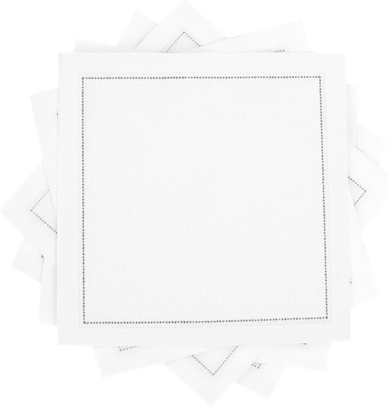 FIVE STAR NAPKINS White Cotton Cocktail Napkins - 100% Cotton - 50 x pack - 4.5” x 4.5” - Hotel Quality, Soft & Absorbent, Ideal for Home, Party & Special Events, Bridal Showers, Wedding, Anniversary & Birthdays.