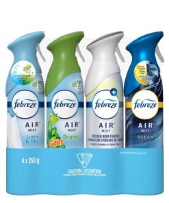 febreze 4-Piece Air Refresher In 4 Variety of Linen & Sky, Original Gin, Fresh Lemon/Kitchen, Ocean 4x250mL