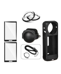 SJet Insta 360 X4 Accessory Kit, Silicone Case, Lens Guard, Silicone Lens Cap, Screen Protector Protective Film Soft Bag Sleeve compatible  (Black)