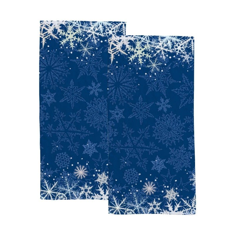Vantaso Bathroom Hand Towels Set of 2 Christmas Winter Dark Blue Snowflakes Soft Absorbent Kitchen Hand Towel for Bathroom Hotel Gym Spa