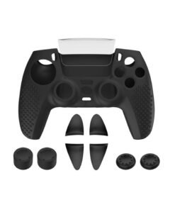 PS5 Controller Skin, Anti-Slip Soft Silicone Protective Cover Case for PlayStation 5 DualSense Wireless Controller, 1Pack with 4 Thumb Grip Caps and L2R2 Trigger Extenders