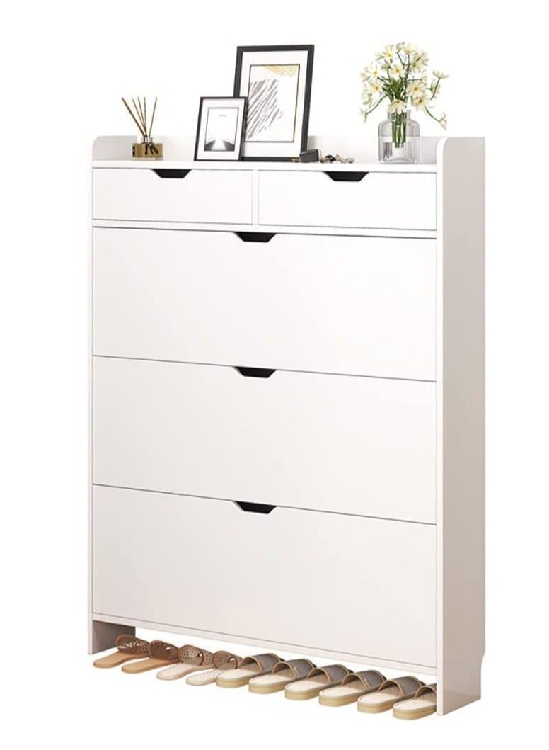 LEDIN Tipper shoe cabinet solid wood legs ultra-thin home narrow door indoor good-looking bedroom against the wall dustproof dormitory simple shoe cabinet (with drawer 100 * 17 * 125)