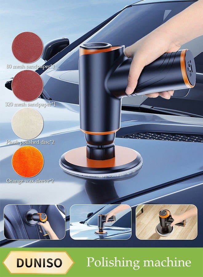 DUNISO Wireless Charging Waxing Polisher,Multifunctional Polishing Machine,Grinding Dust Collector,Automatic Shoe Shining Machine,Two Levels Can Be Adjusted,Equipped With Sponge Discs,Suitable For Waxing Car Leather, Car Paint Surfaces, And Floor Surfaces