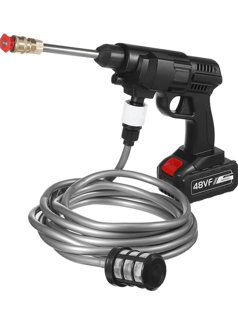 48V 25000mAh 30Bar Cordless High Pressure Car Washer with Nozzles Water Gun Set Garden Cleaning Jet Washing Machine Heavy Duty