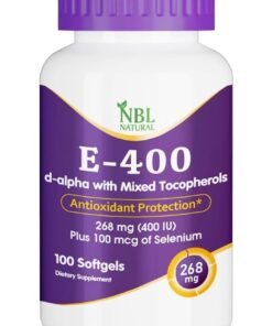NBL Natural Vitamin E-400 Mixed Tocopherols & Selenium 100 Softgel, Supports Heart, Skin, Immune Health & Antioxidant Protection For Men And Women