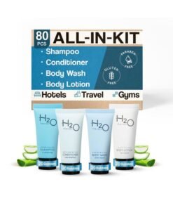 Terra Pure H2O Therapy Hotel Soaps & Toiletries Bulk Set | 1-Shoppe Amenities Kit | 0.85oz Shampoo & Conditioner, Body Wash, Lotion | Travel Size | 80 Pieces