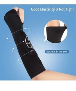 WAOKN Volleyball Arm Sleeves, Passing Forearm Sleeves with Protection Pad/Thumb Hole, Arm Sleeves for Girls, Boys, Kids Volleyball Training Protect Arms from Sting 1 Pair, Black, 7*9