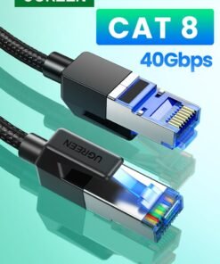 Ugreen Cat8 Network Cable 10M Cat 8 High Speed 40Gbps 2000MHz RJ45 Internet Cable Braided Double Shielded Ethernet Cable Compatible with Gaming Switch PC Smart TV Router Switch TV Box