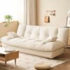 105" Comfy Cloud Couch,Larger Sofa with 2 Pillows, Scrub Velvet Minimalist Sofa, Modern Couch for Living Room, Apartment, Bedroom, Office