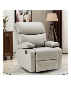 SULSHA PU Leather Recliner, Small Swivel Rocker Recliner Chair,manual Recliner Chair For Living Room, Bedroom, Home Theater, Color Beige