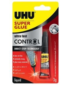 UHU Super Glue Control, Extra Fast And Strong Liquid, Clean And Precise Application,No Spill Mechanism Tube, 3G, Transparent