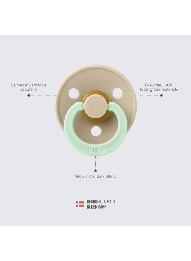 BIBS Pack of 2 Colour Symmetrical Soother, Bpa Free Dummy Pacifier, Symmetrical . Natural Rubber Latex, Made In Denmark. 0 - 6 Months Iron/Baby Blue - Image 2