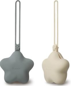 Moonkie Silicone Pacifier Holder Case, Cute Portable Pacifier Storage Case, 2 Pack