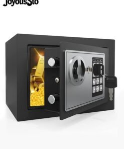 JoyousSto Security Safe Digital Safe Electronic Steel Lock Box with Keypad to Protect Money Jewelry Passports for Home Business or Travel Black  9.06x6.69x6.69 in