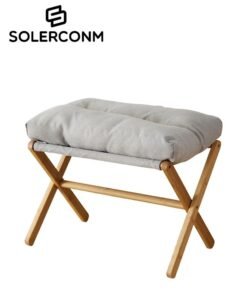 Solerconm Fluffy Ottoman Footrest Stool – Foldable Under-Desk Chair with Removable Cushion, Compact and Comfortable, 54x34x36cm – [Grey/White/Brown]