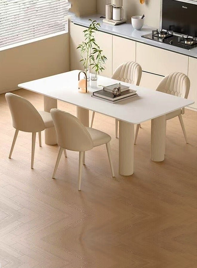 C&C Home Multipurpose Use Modern Sleek Design Dining Table Rectangular Shape Plain Rock Slab Tabletop Kitchen Table Durable Metal Base Indoor Dining Table for Dining Room Living Room 120x60x75 cm