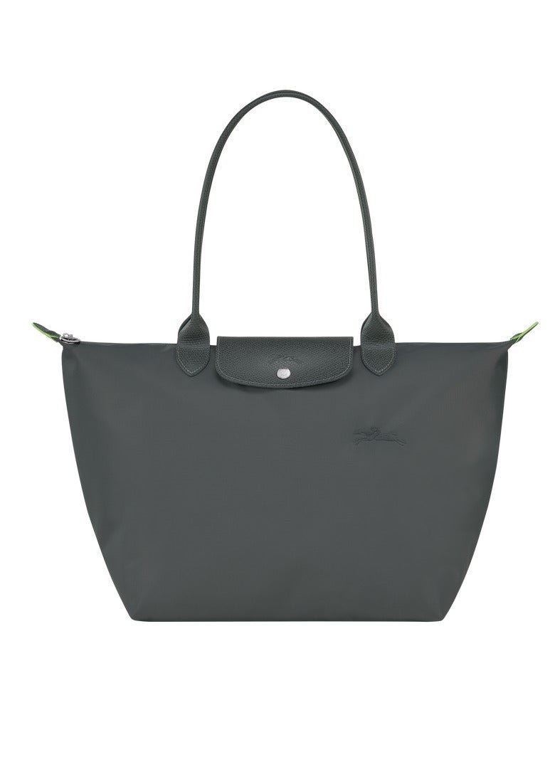 Longchamp Le Pliage Large Graphite Grey Shoulder Strap Women's Eco-Friendly Fashionable and Versatile Large Cosmetic Bag, Handbag, Shoulder Bag