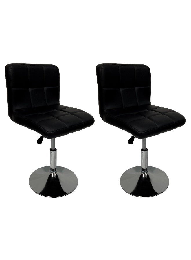 MAPLE HOME DECORATION Maple Home Modern PU Leather Up&Down Swivel Bar Stools Counter Height Chairs Kitchen Home Office Chrome Base Durable Stylish (Black)