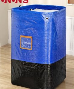 UNUNS Large Capacity Moving Bags,1Pc 250L Waterproof Storage Bins With Drawstring And Visual label for Bedding,Clothes,and More,Ideal for Home Organization and Relocation,50x50x100cm,Black Blue