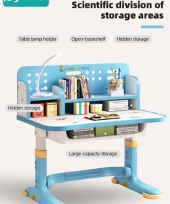 Alternative view of Bybeo Enlarged Kids Table and Chair Set, Multifunctional Children's Reading Study Activity Desk, Ergonomic Toddler Chairs, with Storage Drawer, Bookcase, Double Shelves, for School Student Writing Studying