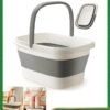 Anmi Collapsible Foot Soak Tub, Foot Bath Basin with Massage Acupoint, Pedicure Foot Spa, Multifunction Plastic Bucket with Handle (Grey)