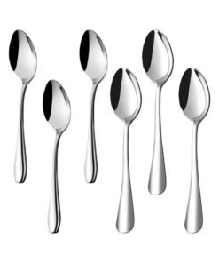 MOMENT 6 Pieces Teaspoons Set (6.2 Inch), Spoons Silverware, Stainless Steel Tea Spoons, Small Spoons, Mirror Polished Teaspoon, Dessert Spoons For Home, Kitchen, Restaurant, Dishwasher Safe