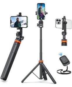DEXO 83" Phone Tripod, Tripod for iPhone & Selfie Stick Tripod with Remote, Extendable Phone Tripod Stand & Travel Tripod, Solidest Cell Phone Tripod Compatible with iPhone/Android