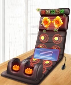 XiuWoo Portable Foldable Design Full Body Massage Mat with Adjustable Pillows Heating Pads, Back Massager Pad for Neck and Back Muscle Relaxation Full Body Massage
