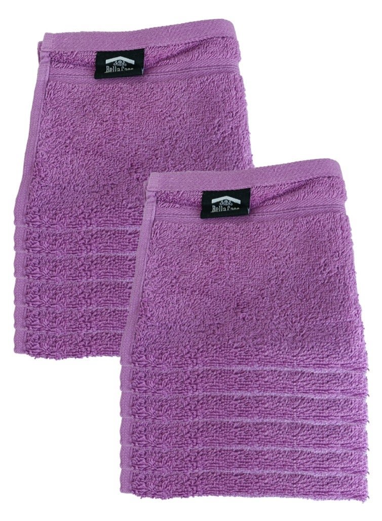 Pearl Coast 12 Pieces Luxury Face Towel Set 30x30cm 630 GSM Premium Cotton Ultra Soft and Highly Absorbent Expertly Woven for Durability Hotel And Spa Quality Towels Purple