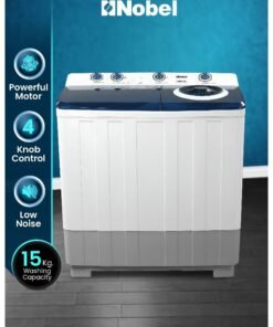 Nobel 15.0 Kg Wash / 7.0 Kg Spin Capacity Twin-Tub Semi-Automatic Washing Machine – 660W Power Input, 950 RPM, IPX4 Rating – NWM1700 Grey 15 kg 660 W NWM1700 Grey