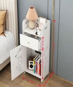 Alternative view of C&C Home Multipurpose Compact Floral Design Floor Standing Home Furniture Storage Cabinet with Drawer Storage and Open Shelf Display Rack White 25x18x50 cm