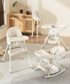 Alternative view of Marcolo 4-in-1 Baby High Chair – Portable Foldable High Chair for Babies and Toddlers with Wheels, Removable Tray, Adjustable Height, Convertible to Toddler Chair, Rocking Horse & Rocking Cart (Beige)