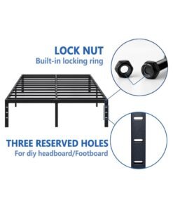 XiuWoo Platform Twin Size Bed Frame 190.5*96cm Metal Bed Frame with Storage Single Bed Frame No Box Spring Needed Heavy Duty Steel Slat and Anti-Slip Support Easy Quick Lock Assembly Black