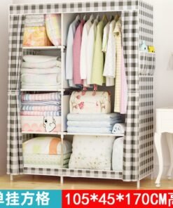 Self-Pickup Simple Wardrobe Fabric Wardrobe With Reinforced Steel Frame, Single-Person Storage, Dustproof