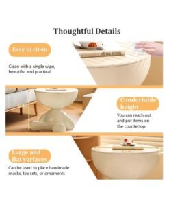 Alternative view of XiuWoo Side Table, Circle Coffee Table, Cute Sofa End Table Nightstand, Small End Table Accent Balcony Office, Modern Bedside Home Decor for Living Room, Bedroom, Small Spaces, Easy Assembly, black