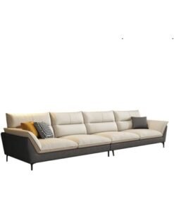 Comfynest Stain Resistant Grey Modern Sofa With Flared Arm And Cushion Back