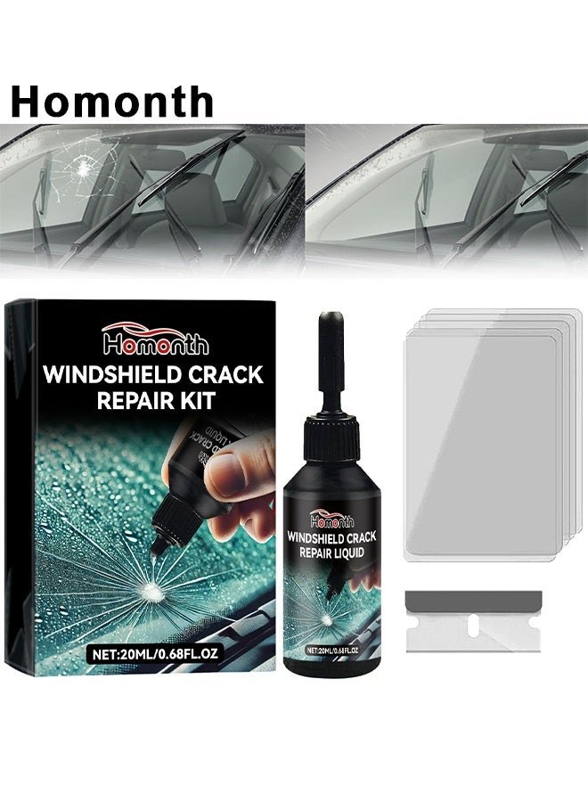 Homonth Windshield Crack Repair Kit, 2025 Upgrade Car Windshield Crack Repair Kit, Glass Repair Liquid For Cracks And Chips, Rock Chip Repair Kit For Fix Windows, Mirrors, Glasses, All Crack Types, Automotive Windscreen Tool For Fixing Chips