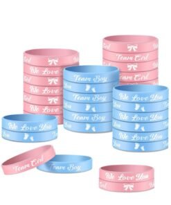 XIYU 20-Piece Baby Gender Reveal Bracelets, Silicone Wristbands Gender Reveal Party Bracelets, Team Both Rubber Wristband for Baby Shower Gender Reveal Party Favor Supplies