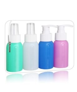 Travel Bottle Set, TSA-Approved 4-Piece Refillable Toiletry Containers with Leak-Proof Design, Includes Travel Atomizer and Soap Dispenser, Perfect for Business Trips and Makeup Essentials.