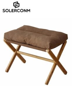 Solerconm Fluffy Ottoman Footrest Stool – Foldable Under-Desk Chair with Removable Cushion, Compact and Comfortable, 54x34x36cm – [Grey/White/Brown]