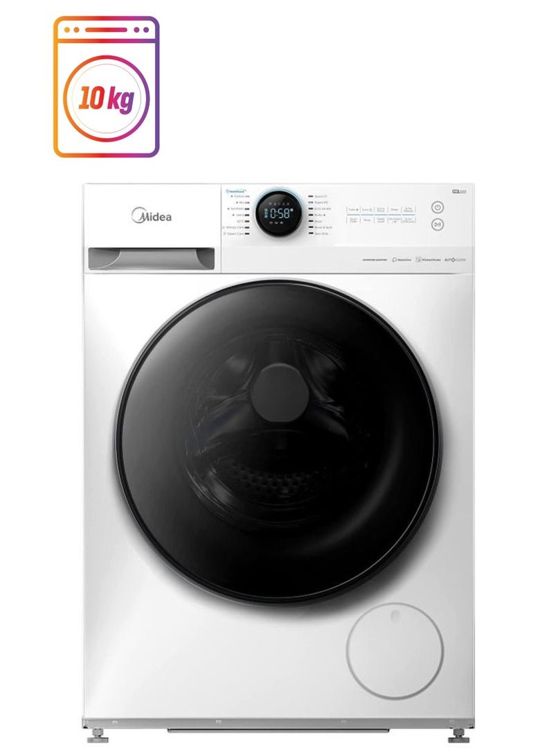 Midea 10KG Front Load Smart Washing Machine With Lunar Dial, 1400 RPM, 14 Programs, Fully Automatic Washer With Wide Door, Digital LED Display,Child Lock, Steam Care, Wi-Fi Connectivity 10 kg 10 kg MF200W100WBW White