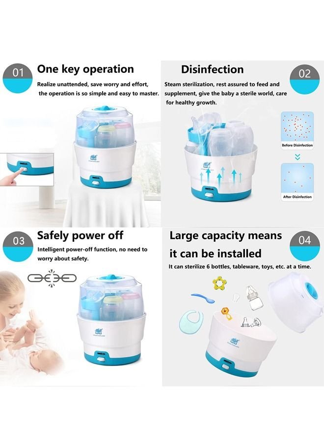 Beauenty Baby Bottle Sterilizer Bottle Steam Sterili-zer for Baby Bottles BPA Free Pacifiers Breast Pumps Large Capacity and 99.99% Cleaned in 8 Mins Holds up to 6 Bottles Easy to Operate - Image 4