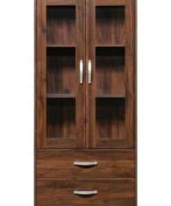 Home Box Wooden Showcase with 2 Drawer Brown