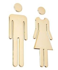 Toilet Signs Self Adhesive for Ladies and Gentlemen, Washroom Door Signs for Home Hotel Office Store Parking Restaurant, Gold
