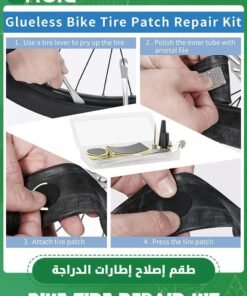 GROIC 34 Pieces Bicycle Tire Repair Kit Includes Bike Tube Patches Self Adhesive Bicycle Tire Patches, Metal Rasps, Bicycle Tire Lever Bike Tyre Spoon Iron Changing Tool, Valve Set for Road Mountain Bikes - Image 3