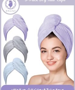 KHAJUL 3 Packs Microfiber Hair Towel for Wet Hair Purple Blue Grey