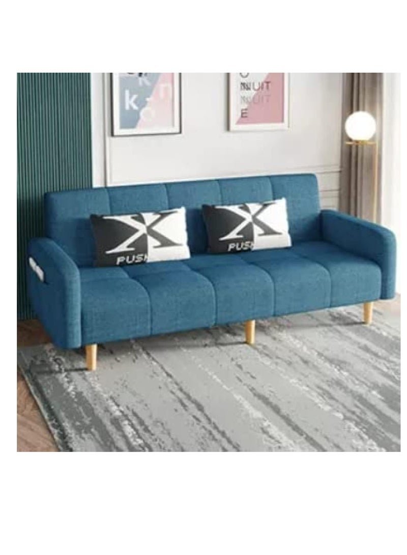 Ripple FURNITURE Light Luxury Fabric Sofa Bed Sectional Furniture 2 Seaters Blue 200X95X38