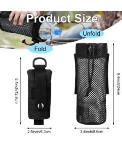 Alternative view of Barakah 3 Pcs Adjustable Water Bottle Pouch, Molle Tactical Storage Mesh Bag for 17 Oz Drink Cup Lightweight Foldable Mesh Water Bottle Holder for Backpack Travel Bag (Brown, Army-Green, Black)