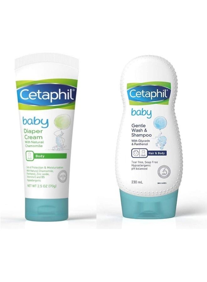 Cetaphil Galderma Baby Gentle Wash Shampoo 230ml and Diaper Rash Cream 70g