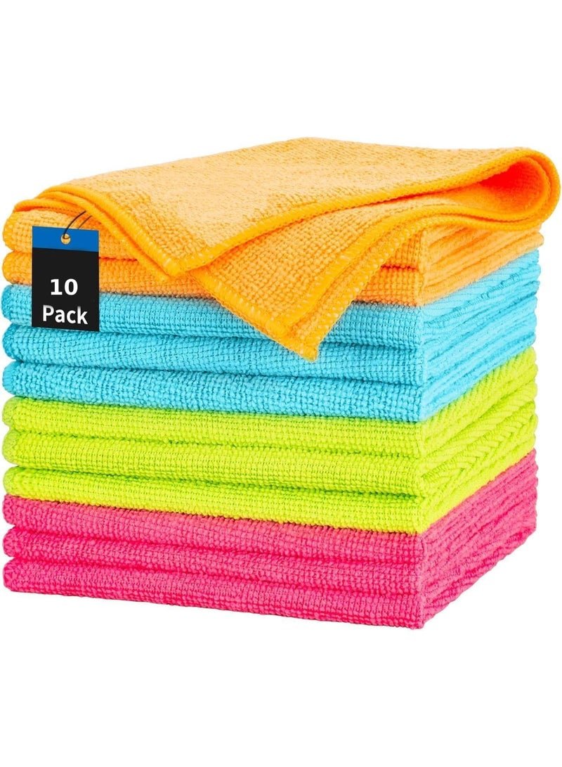 NYVIO Microfiber Cleaning Cloths |10 Pack All-Purpose Soft & Absorbent Towels | Durable, Lint-Free, Streak-Free Rags for Kitchen, Home Appliances, Washroom, Car & Furniture Cleaning | Reusable & Quick-Dry